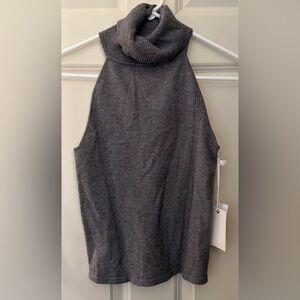 NWT Good American Sweater Knit Turtleneck Tank in Gray, Size 2 (Medium)